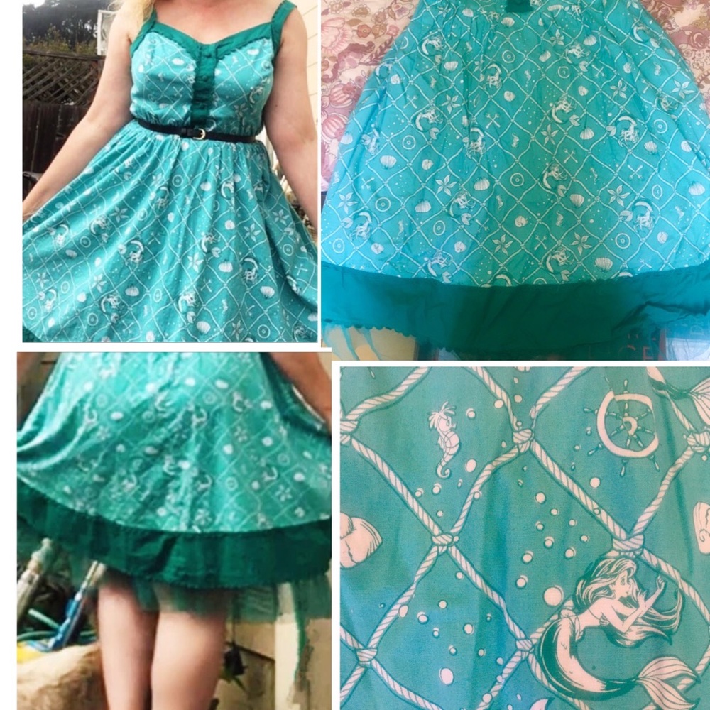 Hot Topic Ariel Little Mermaid Pinup Swing Dress Size L